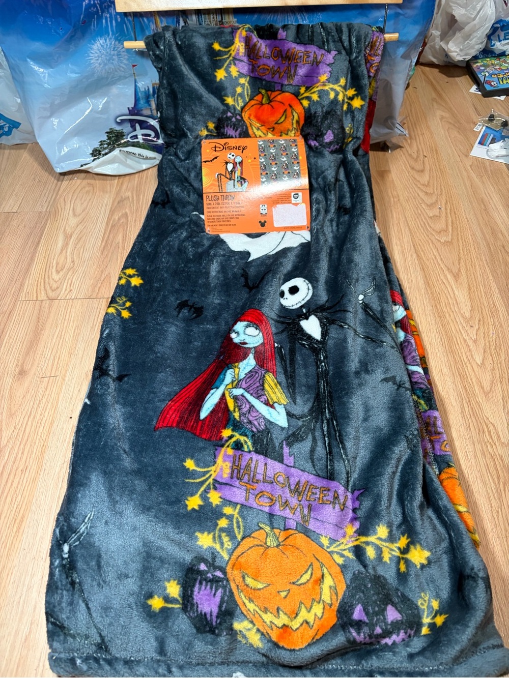 Disney Nightmare Before Christmas Jack Sally Plush Throw Blanket 50x70 Halloween